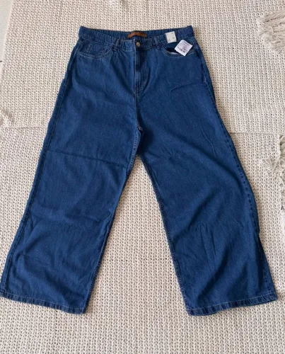 Calça jeans feminina wide leg tam 50