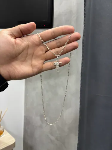 Corrente prata 925 elo cartier 60cm + pingente