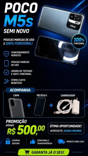 Poco M5s Semi Novo - 100% Funcional + Brindes (Capa, Película e Carregador)