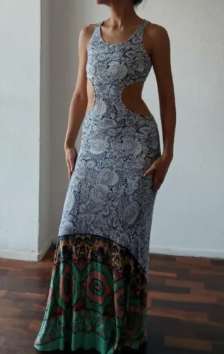 Vestido longo estampado