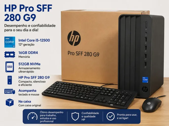 PC HP Pro SFF 280 G9 i5 12ª Geração + 16GB + NVMe 512GB | Na Caixa