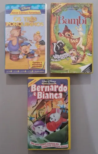 VHS Disney Bambi Os Três Porquinhos e Bernardo e Bianca