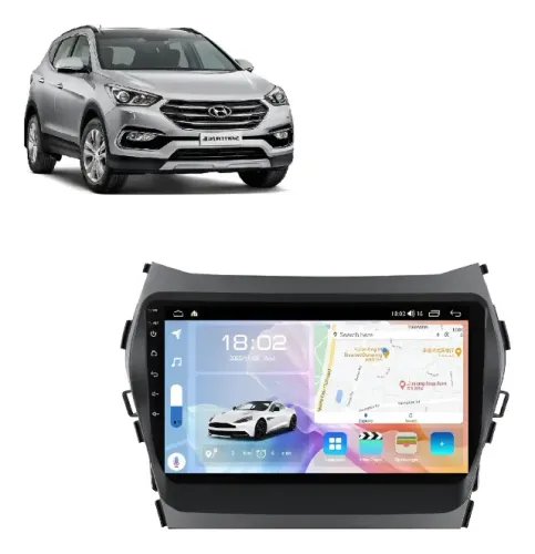 Central Multimídia Octacore Faaftech 9 Pol. 4Gb/64Gb Santa Fé 2014 A 2019 C/ Amplificador