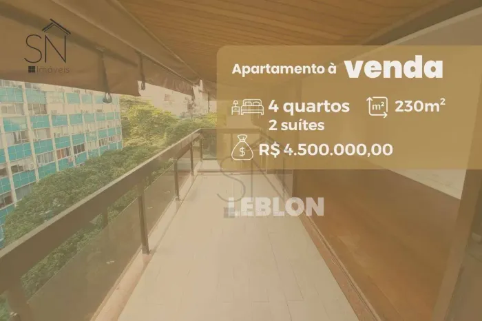 Apartamento com 4 dormitórios à venda, 230 m² por R$ 4.500.000,00 - Leblon - Rio de Janeir