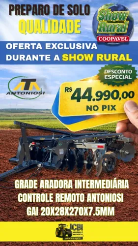 GRADE ARADORA INTERMEDIÁRIA CONTROLE REMOTO ANTONIOSI GAI 20X28X270 NOVA