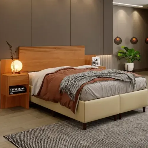 Cabeceira para cama de casal Master com criado incluso