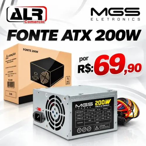 FONTE ATX 200W NOMINAL BIVOLT CHAVEADA MGW POWER
