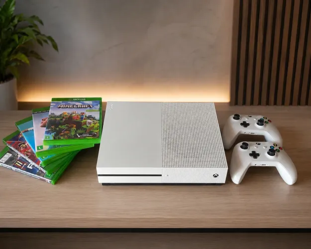 XBOX ONE S + 5 JOGOS + 2 CONTROLES