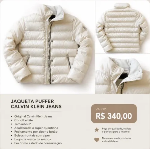 Jaqueta Puffer Calvin Klein
