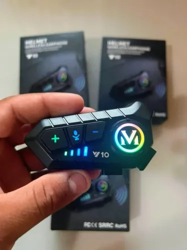 Intercomunicador V10 Bluetooth para Capacete - Moto, GPS e Chamadas