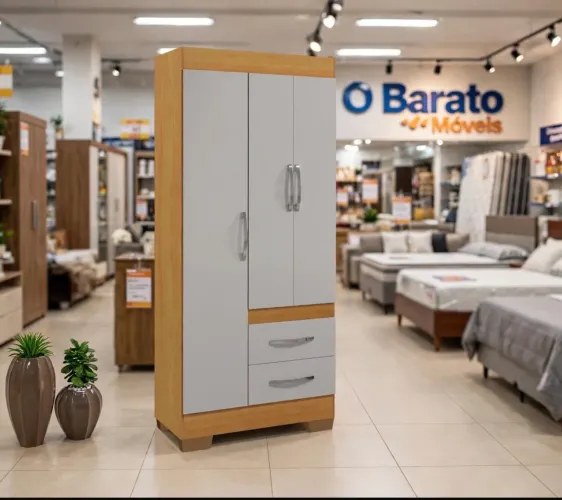 Roupeiro três porta duas gavetas( com entrega grátis)