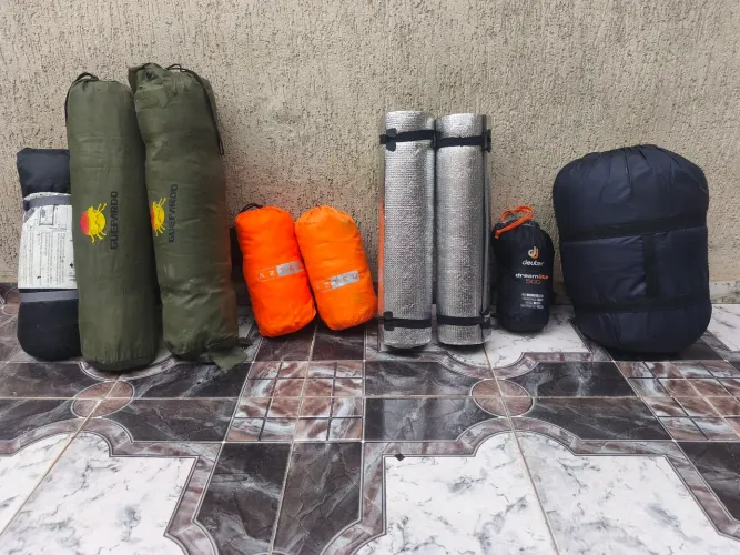 Kit Camping completo 1° linha. Barraca Mykra 2/3 6000mm coluna d'água e vários itens
