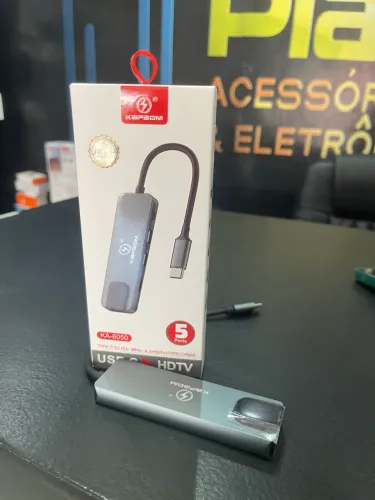 Hub Tipo C 5 em 1 para USB/Tipo C/HDMI/RJ45 KA-6050 - Kapbom