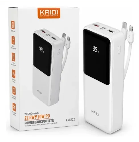 Carregador Power Bank Portátil 20000mah 22.5w Knc 232 Kaidi