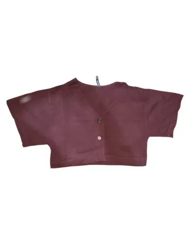 Blusa Cropped Oversized Marrom Escuro Empório - Tamanho P