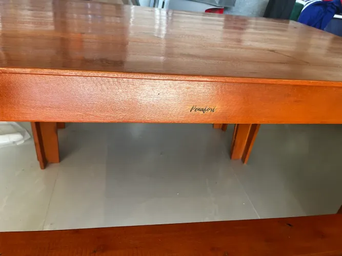 Jogo de Mesa com bancos madeira maciça eucalipto