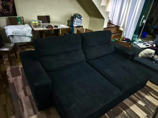 Sofá Retrátil Preto 2,50 metros