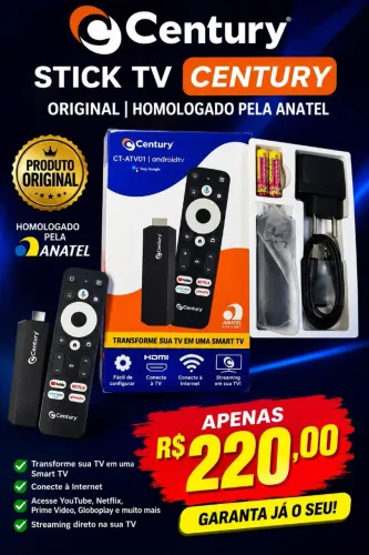 STICK TV CENTURY ORIGINAL HOMOLOGADO PELA ANATEL NOVOS LACRADOS