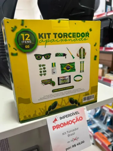 Kit Torcedor Brasil Bandeira óculos pulseira e muito +