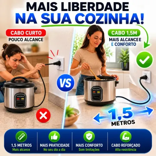 Cabo De Força Para Panela Elétrica Arroz 1,5m Compatível
