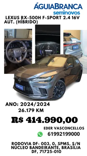 Lexus RX-500H F-sport 2.4 16V Aut. (híbrido) 2024