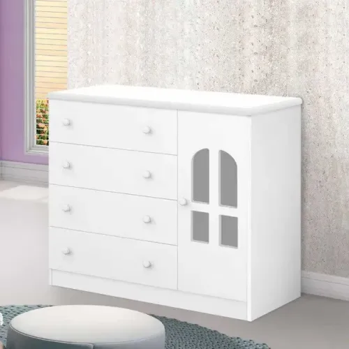 Cômoda Sapateira Infantil Com 1 Porta e 4 Gavetas Alvin