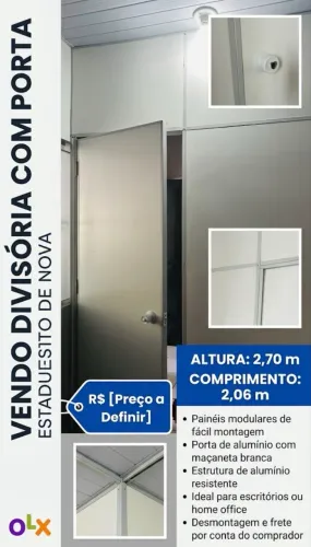 Divisória Eucatex Completa com Porta e Fechadura - 2,70m x 2,06m