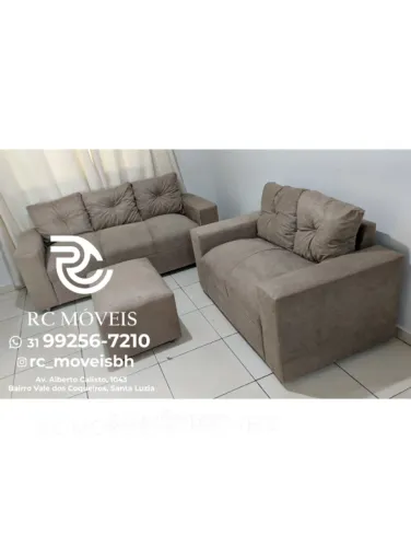 Sofá Canadá 2 e 3 Lugares + Puff - Conforto e Qualidade