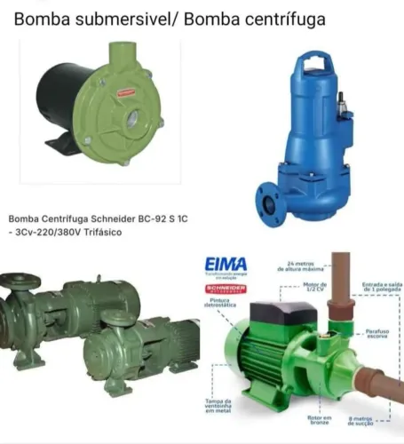 Bomba centrífuga e bomba submersivel