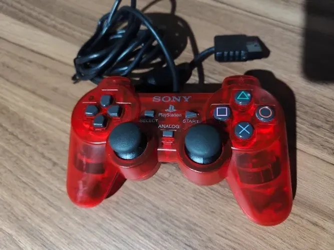 Controle original PS2 Crimson Red (Vermelho Carmesim) translúcido