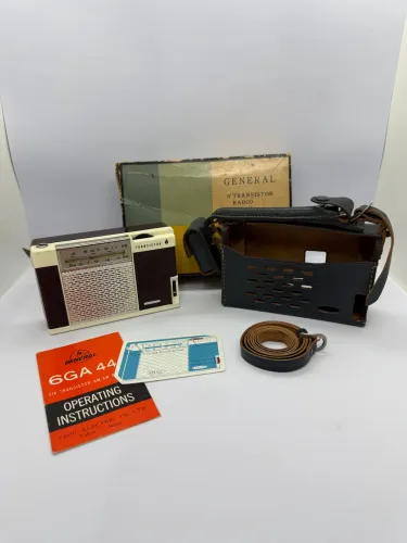 Rádio Antigo General 6GA441 AM/SW Japonês Completo Caixa e Capa