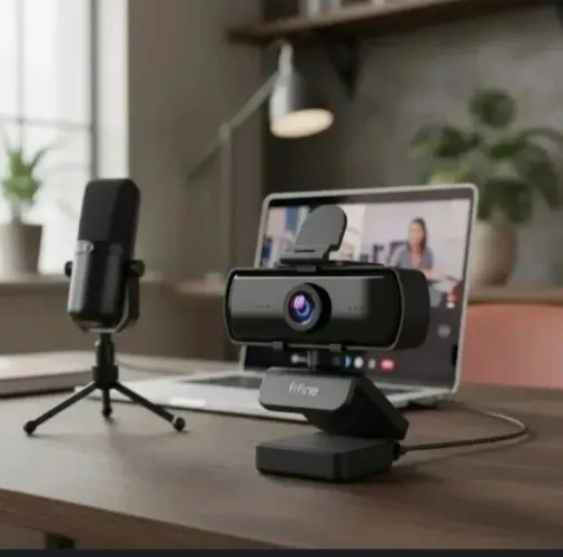 Webcam FullHD 2K 1440p com Microfone e Tampa de Privacidade