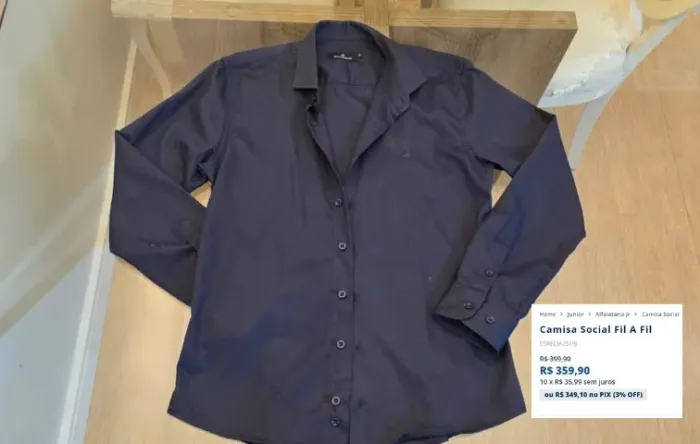 Camisa Social Brooksfield tam. 12 infantil Fil A Fil azul marinho