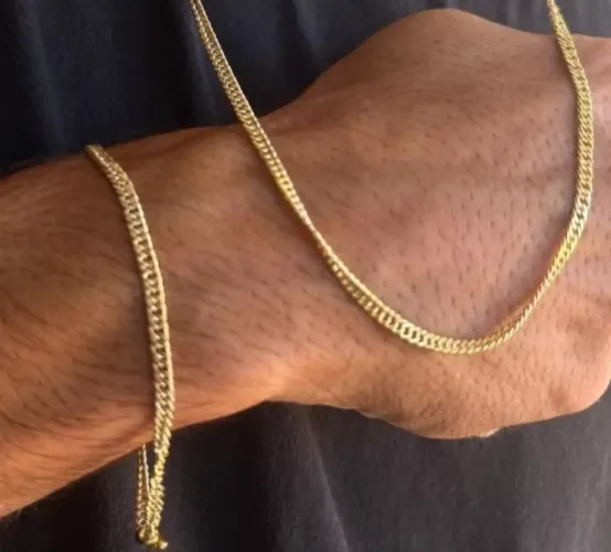 kit cordão e pulseira de moeda antiga 