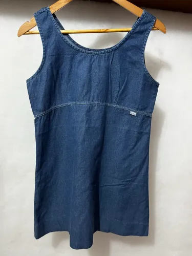 Vestido Infantil Novo Imita Jeans Azul Moda Menina