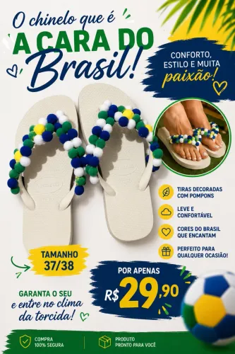 Chinelo Havaianas Pompom Brasil
