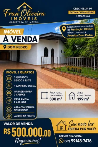 Casa à Venda no Dom Pedro - 3 Quartos, Suíte e 3 Vagas