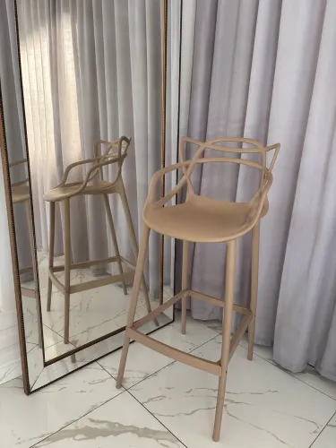Duas unidades de Banqueta Alta Allegra Design Cozinha Bancada Cor Nude