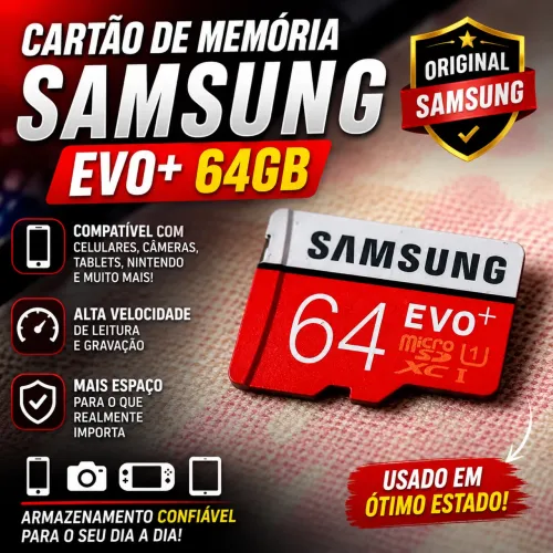 Cartão de Memória Samsung EVO+ 64GB MicroSD Original - Usado