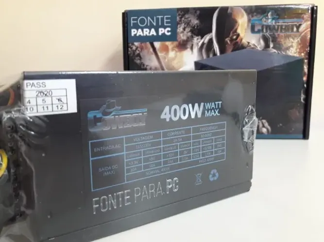 Fonte Gamer Silenciosa Atx 400W, ac. cartões