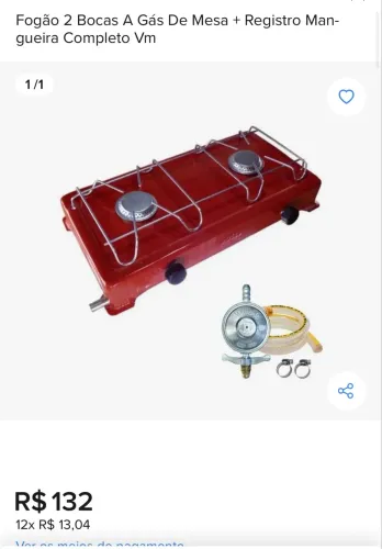 Vende-se fogão a gás móvel de 2 bocas !