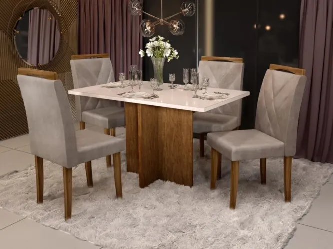 Mesa de Jantar Anjos 1.20×0.80 Com 4 Cadeiras l64