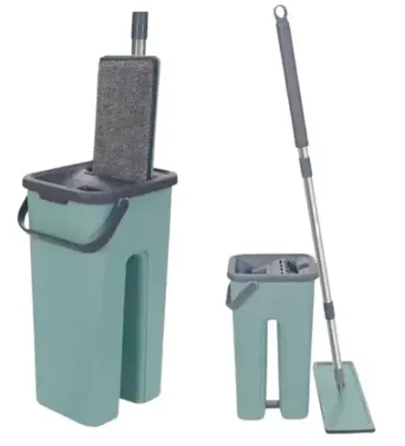 * Mop Flat Tira Pó Esfregão Com Balde Rodo Limpeza Lava/seca +1 Refil grátis z696 