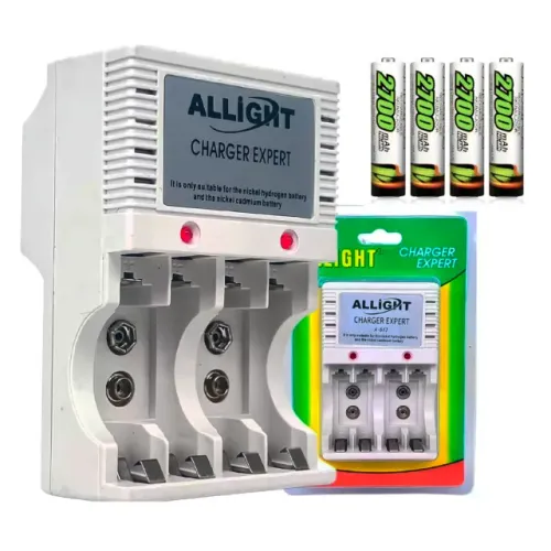 Kit Carregador Com Pilha Palito Recarregável AAA 2700 mAh Cartela Com 4 Unidades