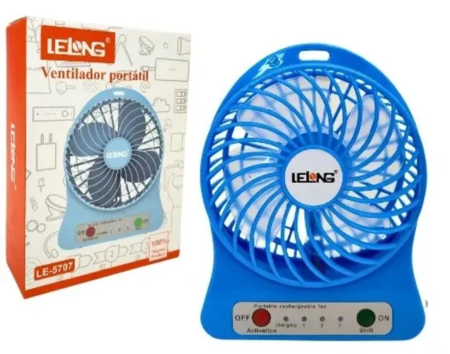 mini ventilador portatil recarregavel 5v le-5707 lelong-azul