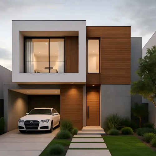 Fachada e interno em 3D realista ou simples