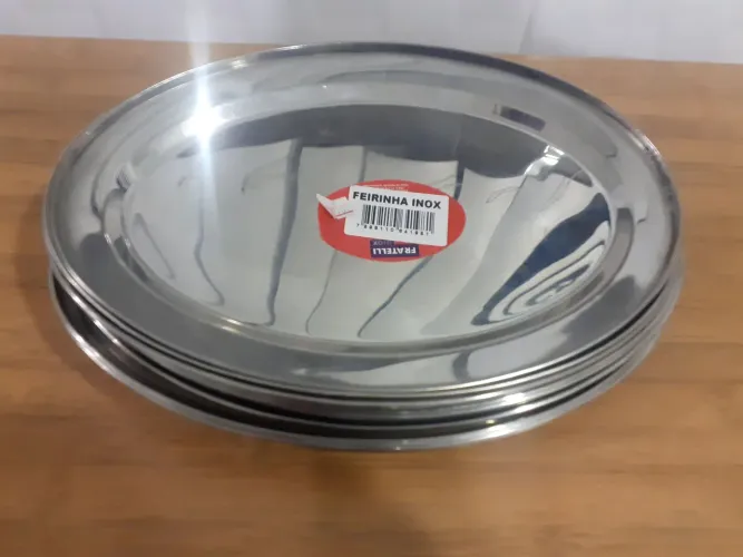 Kit com 10 bandejas de inox oval 30 cm