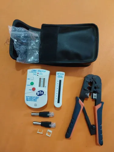 Alicate crimpador e Kit ferramentas montagem de cabos de rede Cat5 e Cat5e conservados