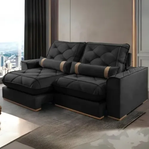 Sofá Retrátil e Reclinável Poseidon 029 2,50 cm Veludo  Pronta Entrega