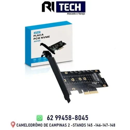 Placa PCI / PCIe Para Ssd Nvme M.2 PCIe para SSD M2 M-Key padrão NVME IOS/Windows Linux